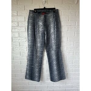 AOC Absence Of Color‎ Croc Embossed Pants Size 14 Gray Textured Straight Leg